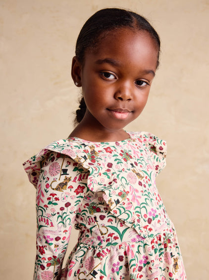 Tea Collection Tea Party Floral Ruffle Ballet Dress model close