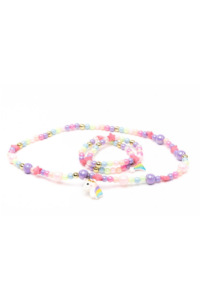 Great Pretenders Starry Unicorn Necklace and Bracelet Set laid