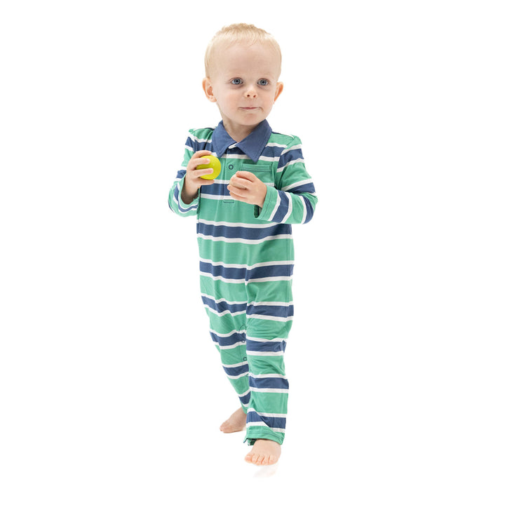 Angel Dear Rugby Stripe Polo Footie model