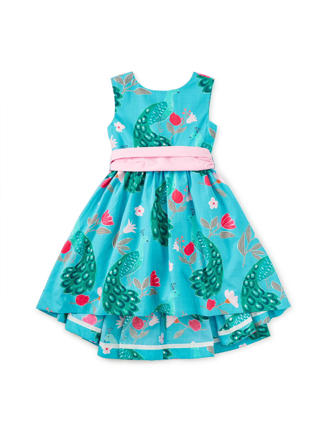 Peacock Flower Hi-Lo Sash Dress