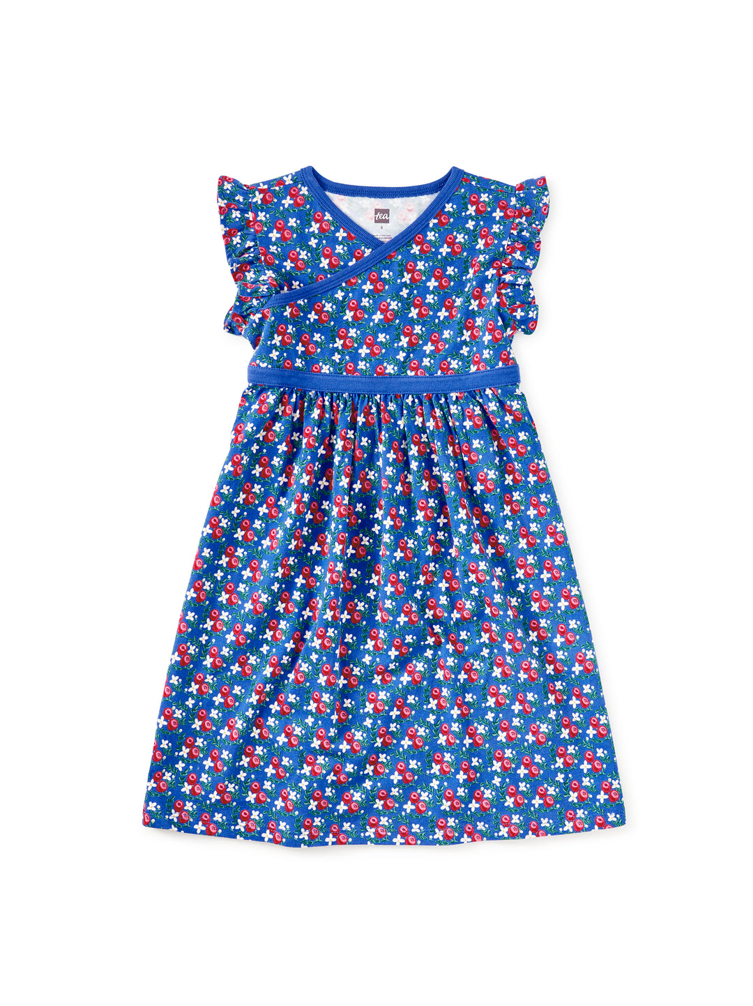 Tea Collection Flamenco Fan Rose Wrap Neck Dress