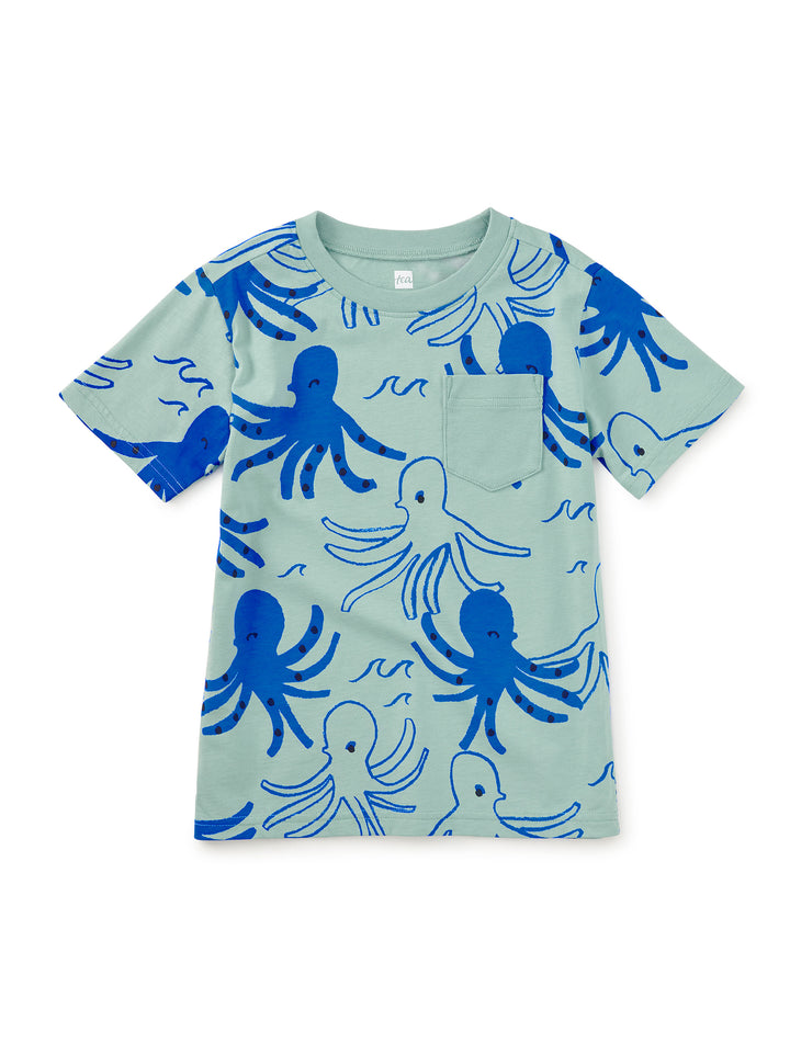 Tea Collection Sketched Octopus Pocket Tee