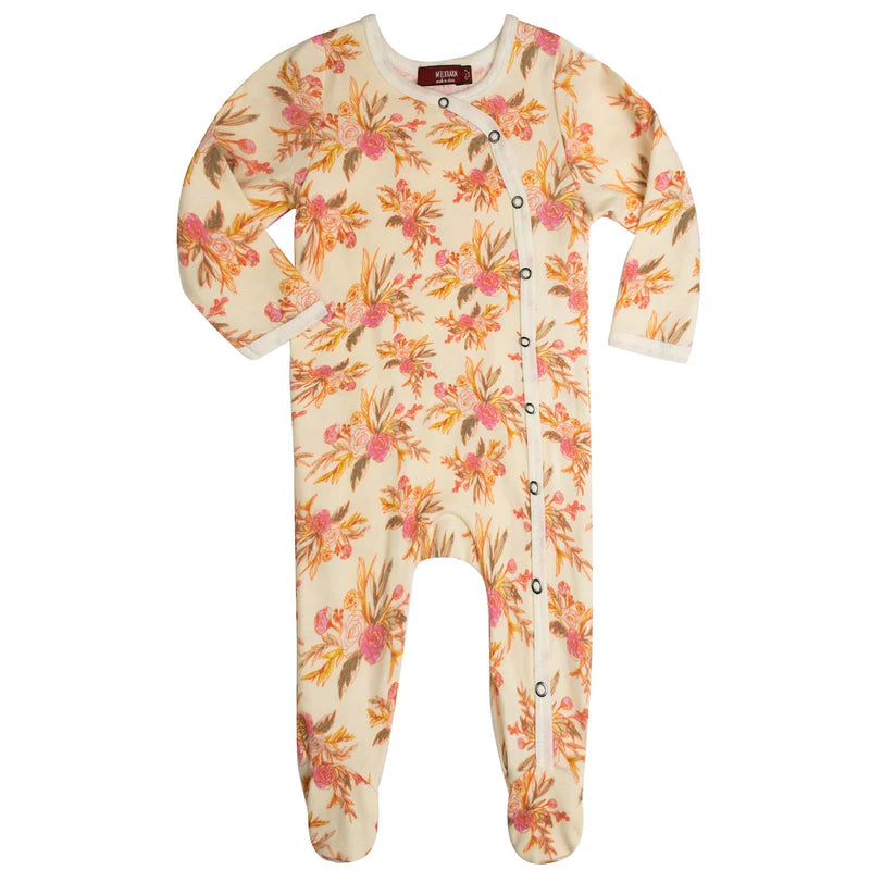 Milkbarn Organic Cotton Vintage Floral Footie