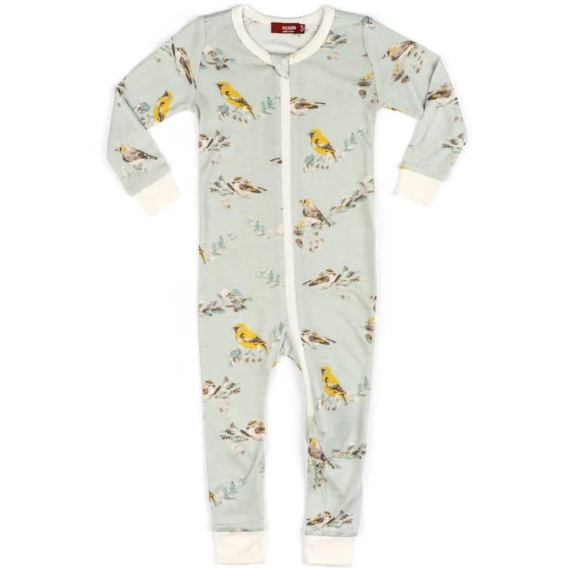 Milkbarn bamboo Blue Bird Zipper Pajamas