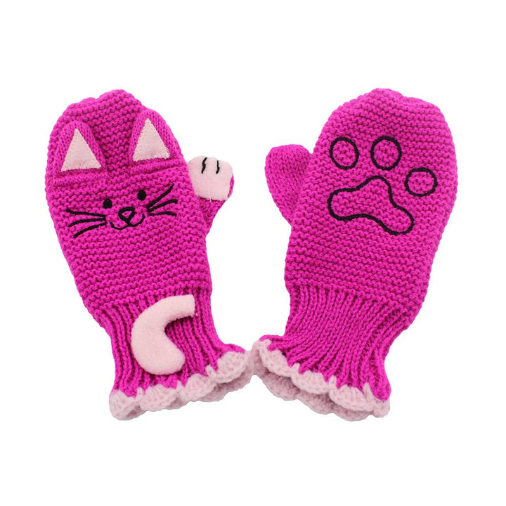 Lucky Cat Knit Mittens