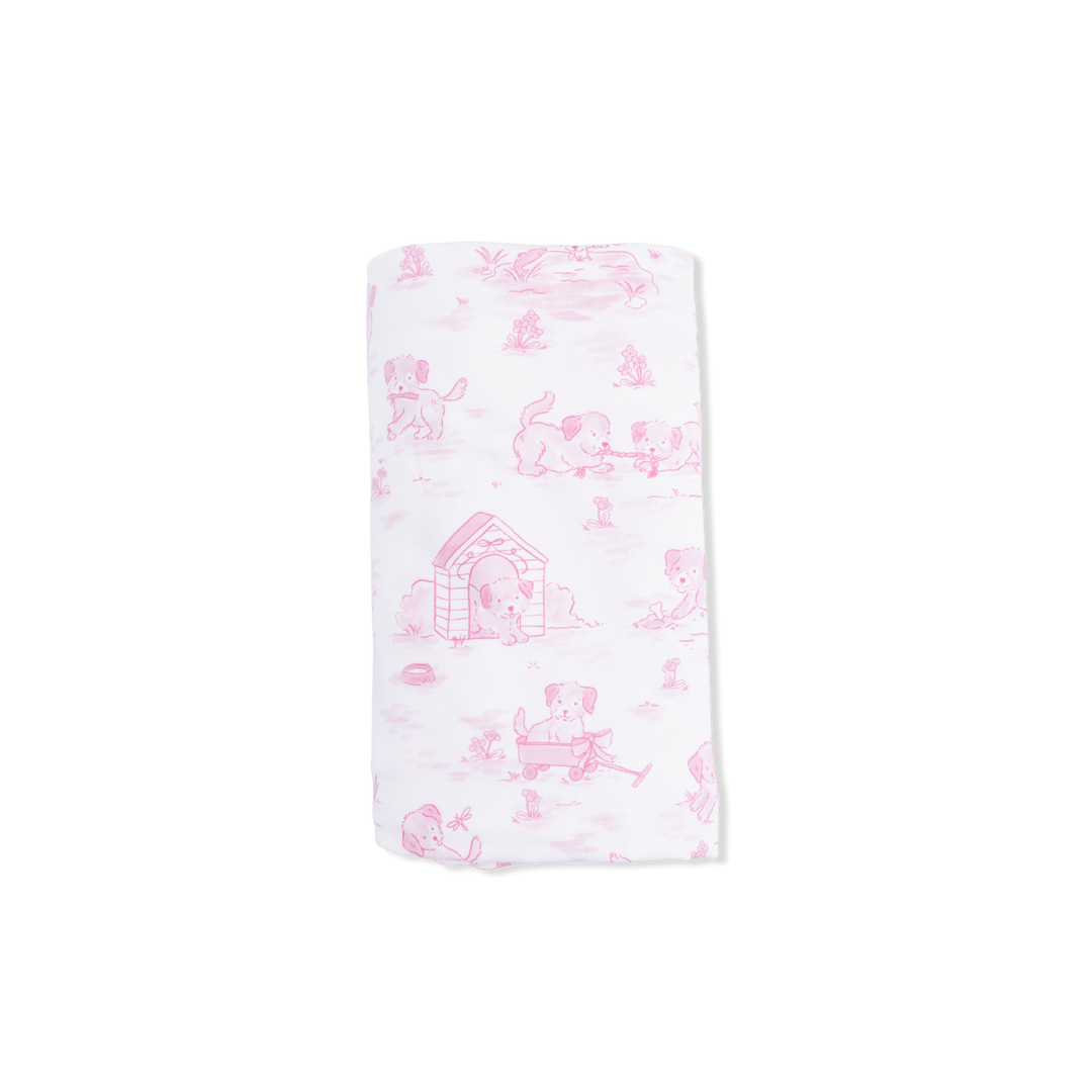 Pink Puppy Toile Swaddle