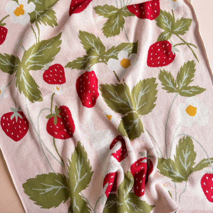 The Blueberry Hill Strawberry Organic Blanket close