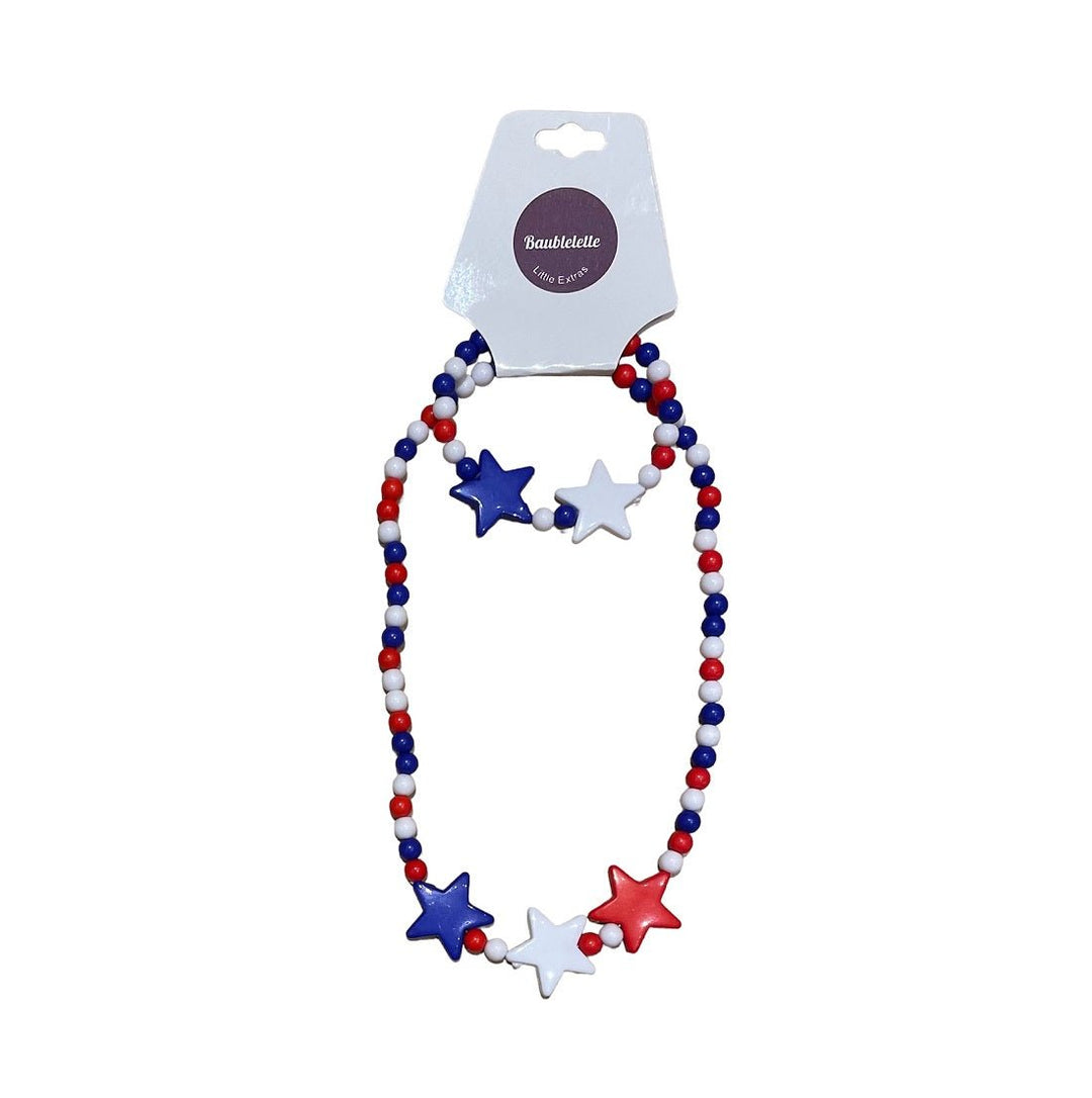 4th of July Necklace & Bracelet Set - Maya Papaya and Tony Macarony