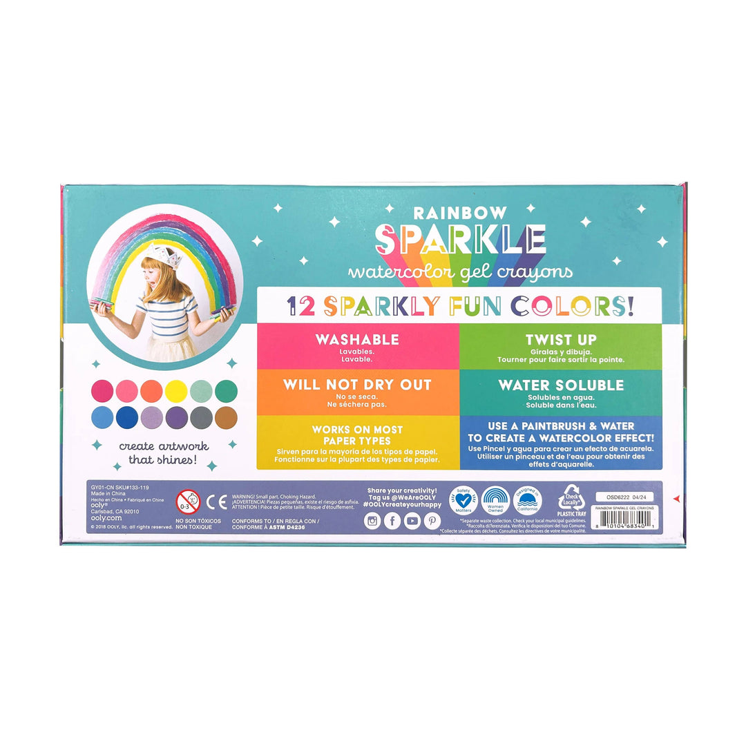 Ooly Rainbow Sparkle Watercolor Gel Crayons back