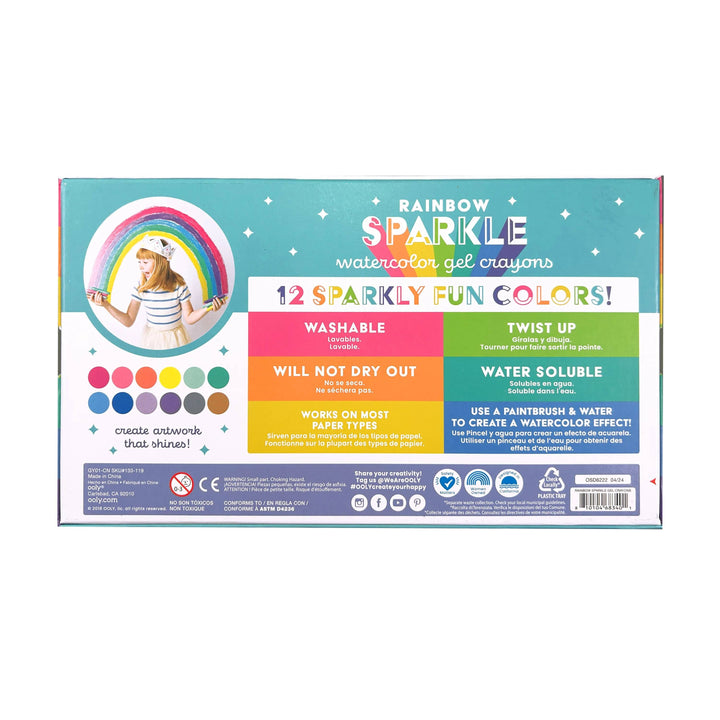 Ooly Rainbow Sparkle Watercolor Gel Crayons back
