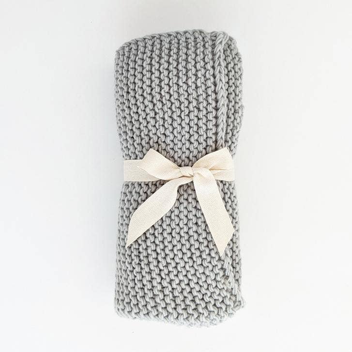 Huggalugs Ice Grey Garter Stitch Knit Blanket