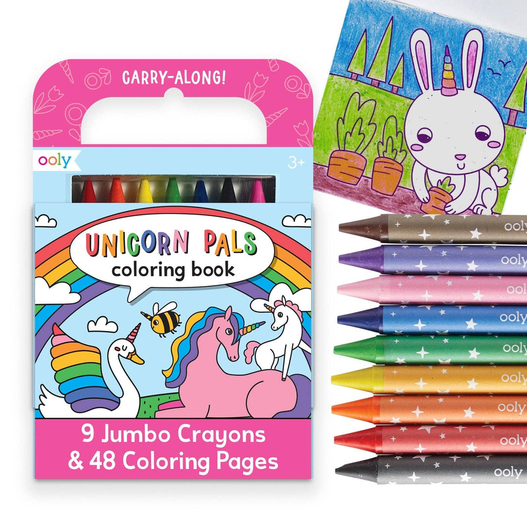 OOly Unicorn Pals Carry-Along Coloring Set contents