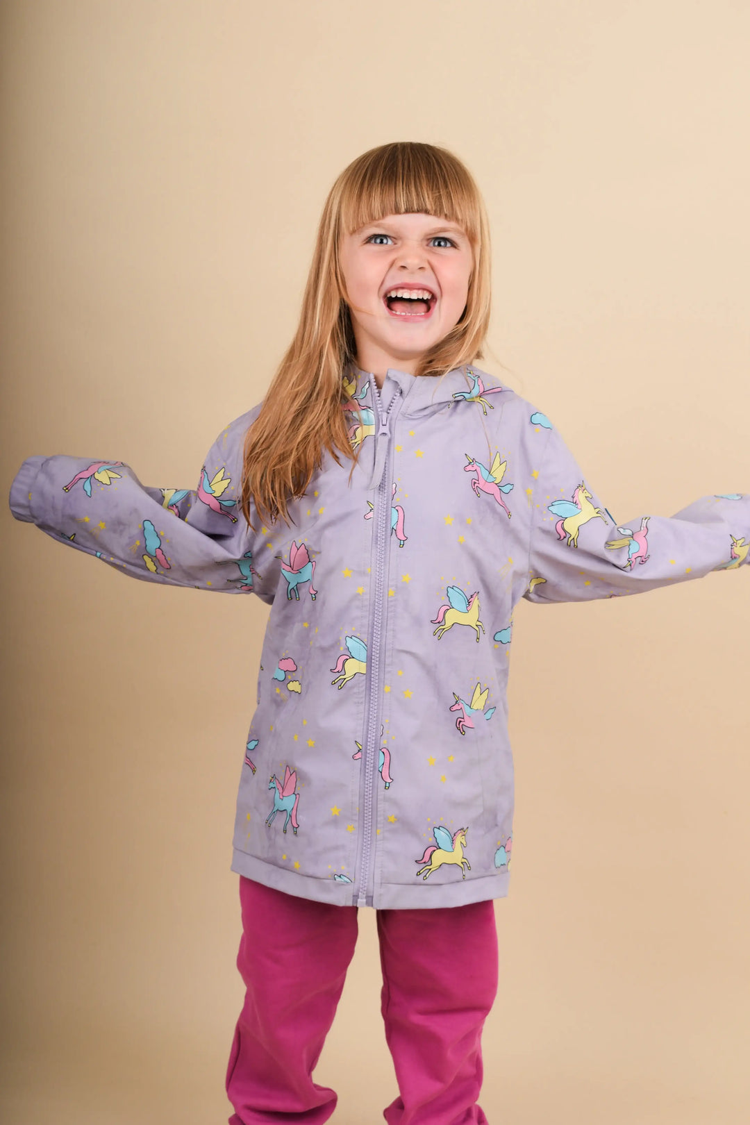 Holly & Beau Unicorn Color Changing Kids Raincoat model
