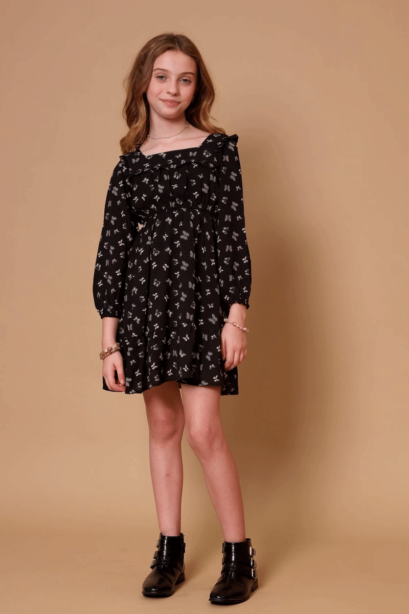 Hayden La Butterfly Ruffled Square Neck Dress video