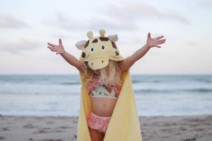 Yikes Twins Giraffe Hooded Towel girl beach
