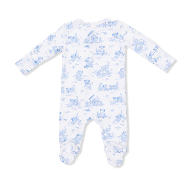 Blue Puppy Toile Footie