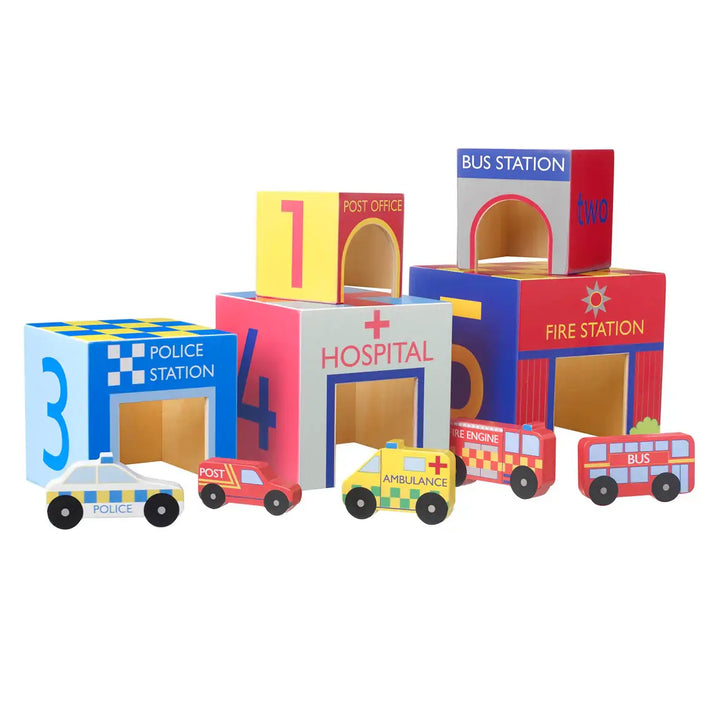 Orange Toys Emergency Services Wooden Stacking Cubes