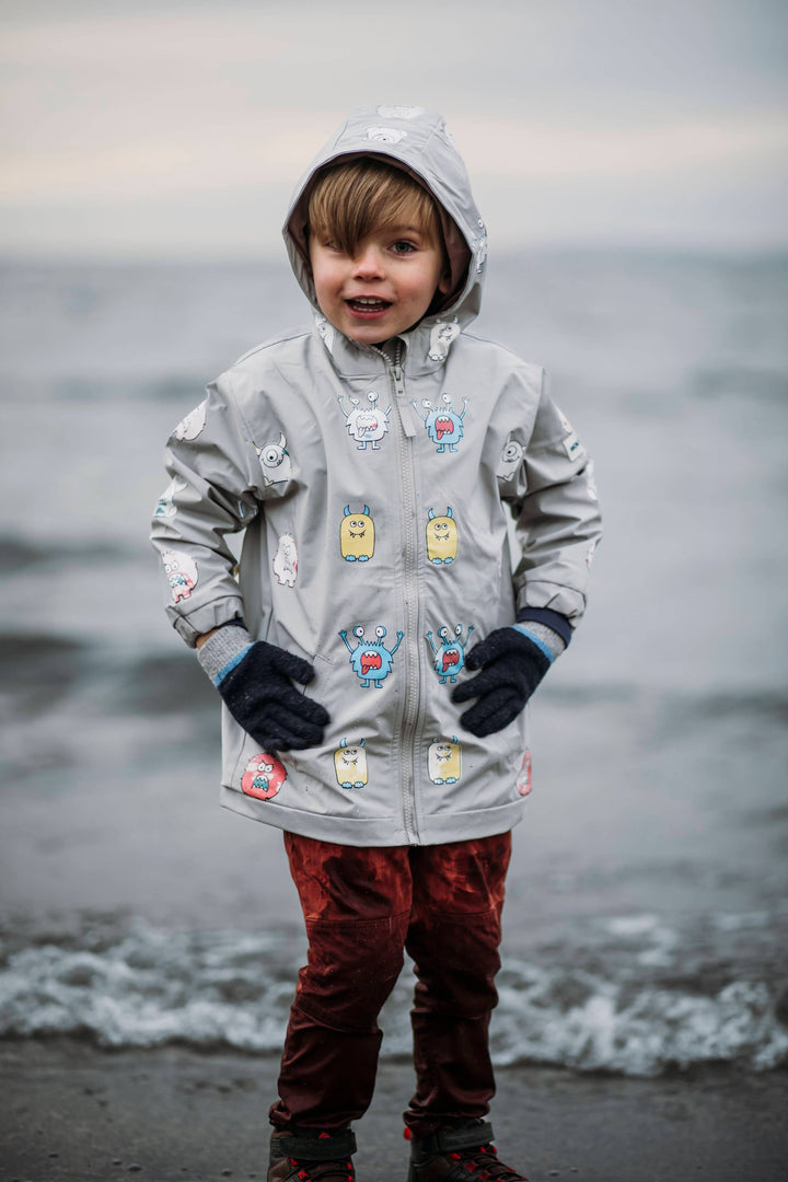 Holly & Beau Monster Color Changing Kids Raincoat model wet