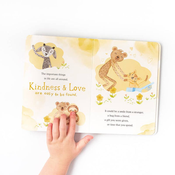 Slumberkins Honey Bear's Gratitude Plush Set book open