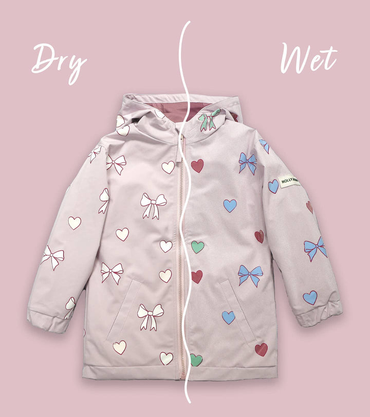 Holly & Beau Hearts & Bows Color Changing Raincoat