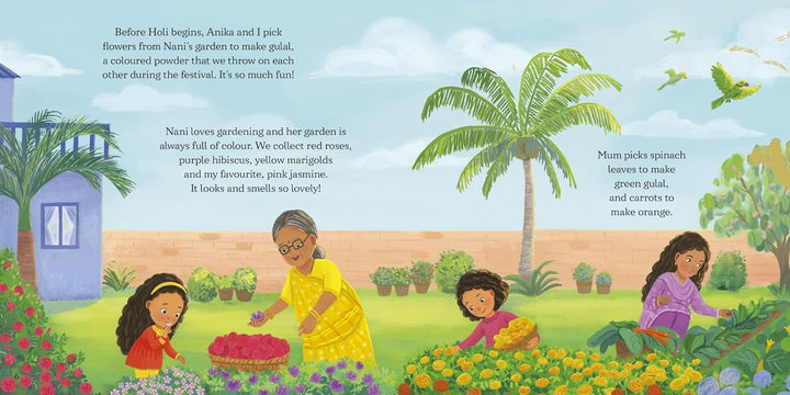 Holi childrens book  flowers page