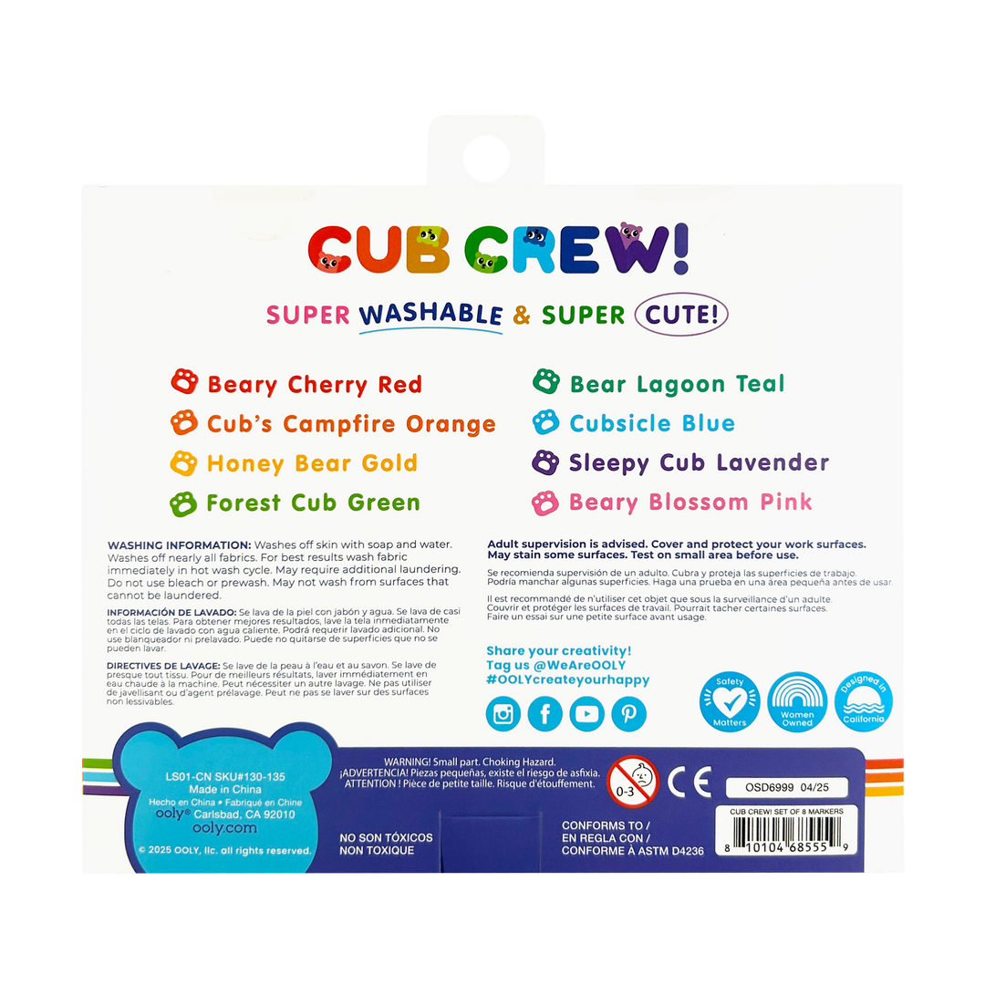 ooly Cub Crew washable Markers back