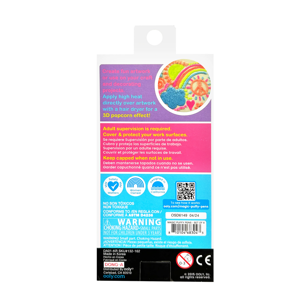 Ooly Magic Puffy Neon Pens back