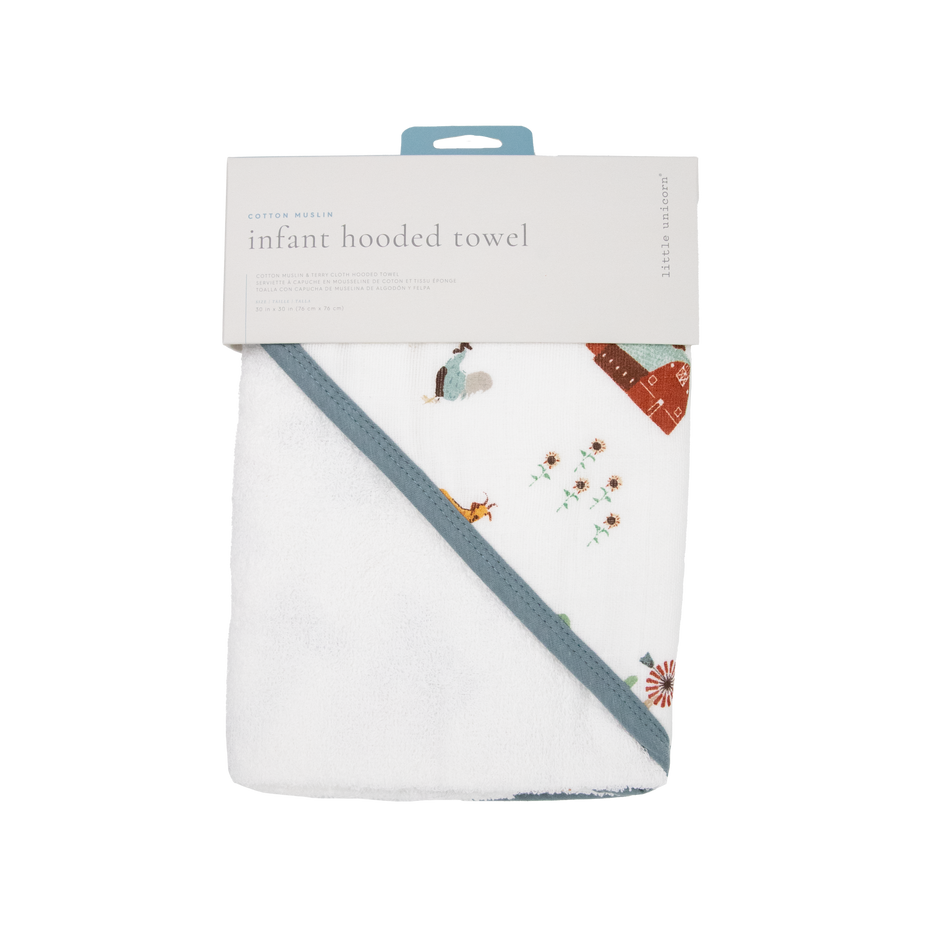 Little Unicorn Farmyard Infant Hooded Towel package