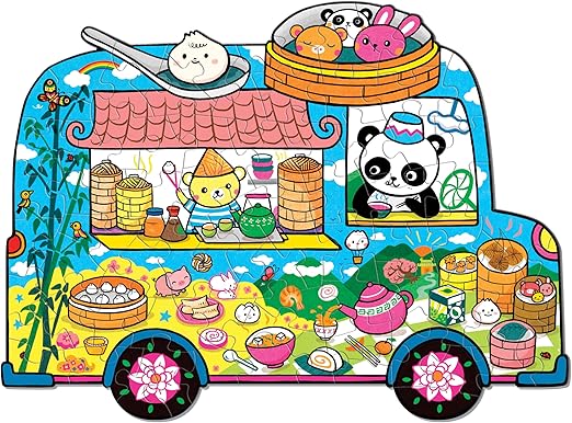 Mudpuppy Dumpling Truck 75pc Shaped Puzzle pieces