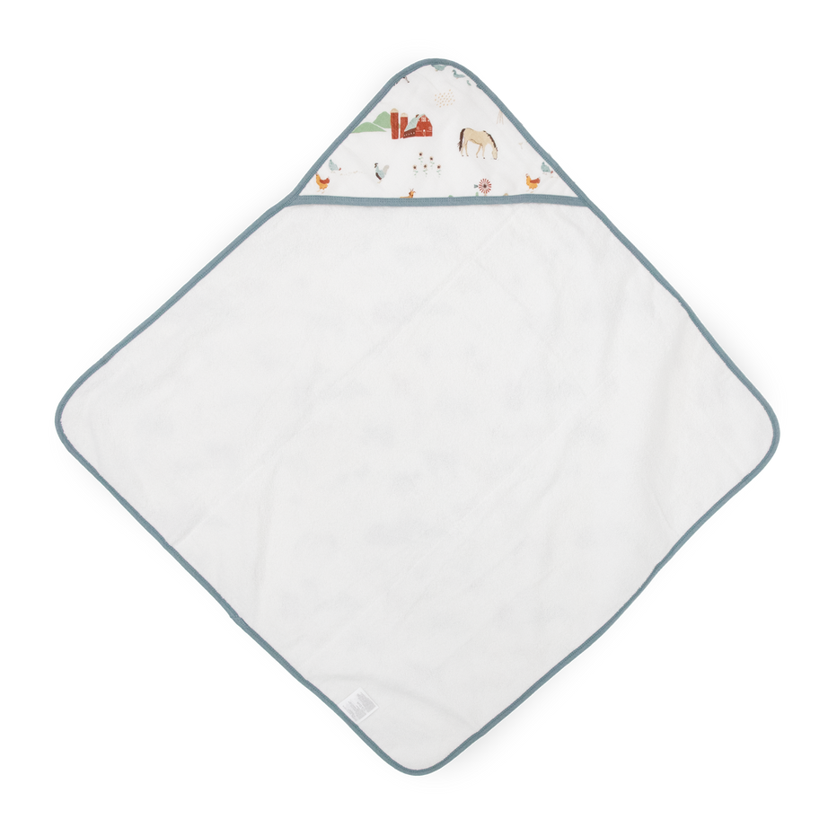 Little Unicorn Farmyard Infant Hooded Towel open
