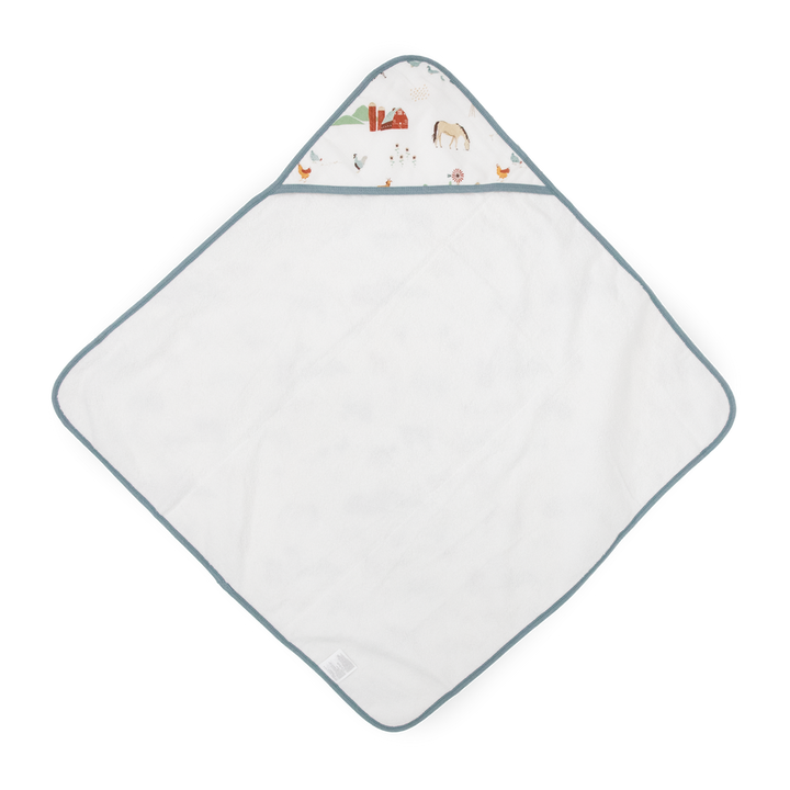 Little Unicorn Farmyard Infant Hooded Towel open