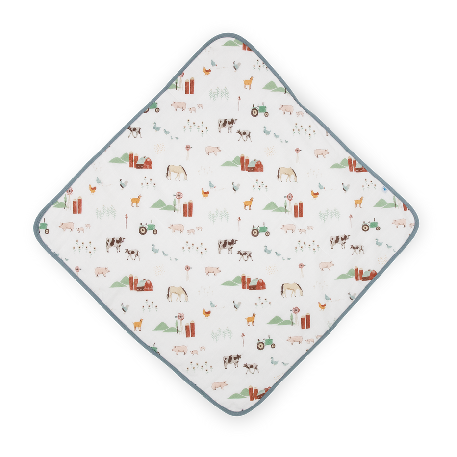 Little Unicorn Farmyard Infant Hooded Towel back