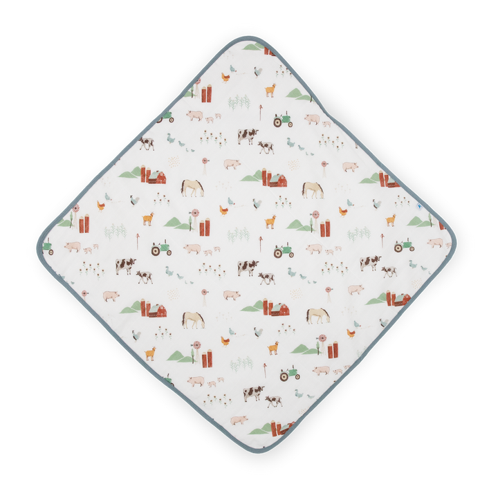Little Unicorn Farmyard Infant Hooded Towel back
