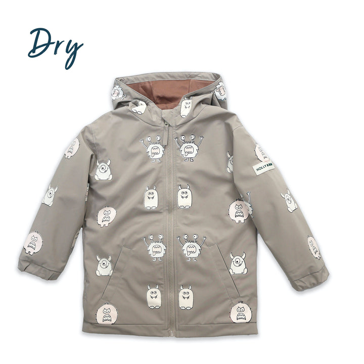 Holly & Beau Monster Color Changing Kids Raincoat dry