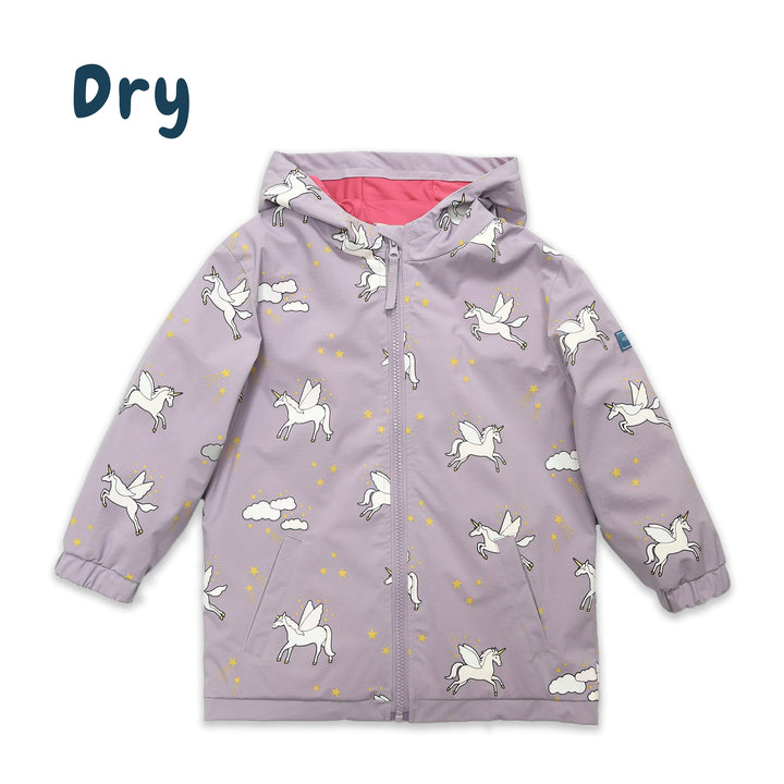 Holly & Beau Unicorn Color Changing Kids Raincoat dry