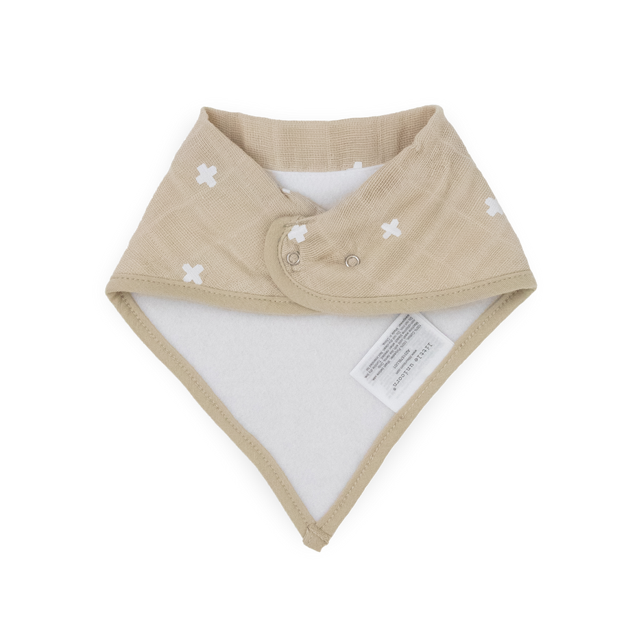 Little Unicorn Taupe Cross Bandana Bib back