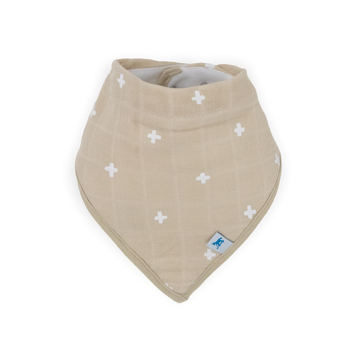 Little Unicorn Taupe Cross Bandana Bib 