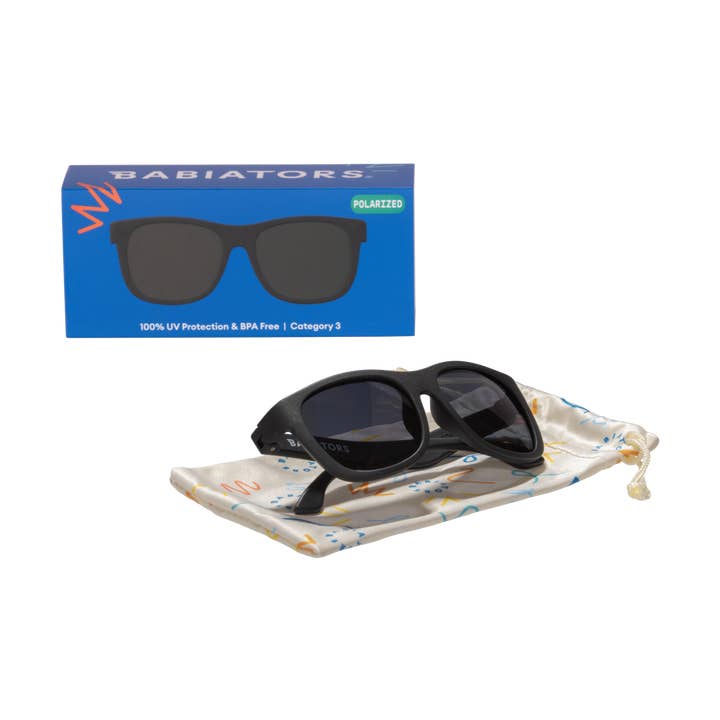 Babiators Polarized Navigators in Jet Black packaging