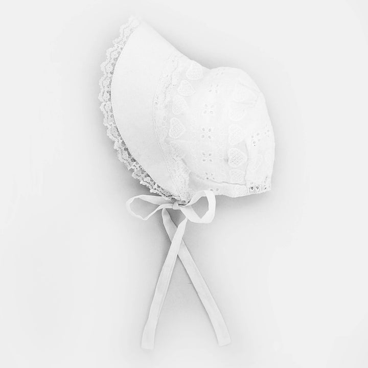 Huggalugs Heart Eyelet Baby Bonnet