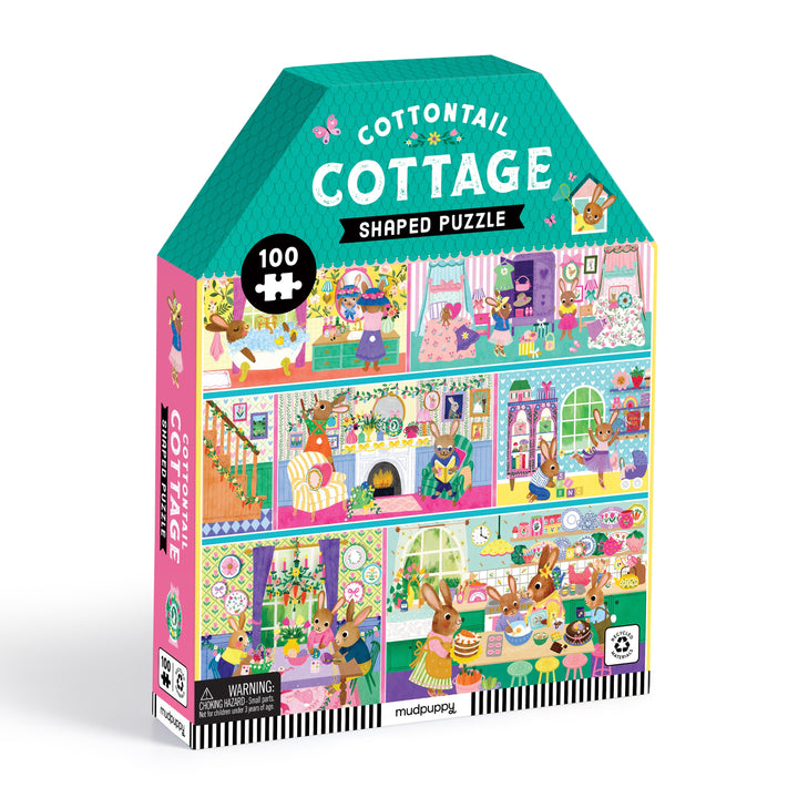 Mudpuppy Cottontail Cottage House Shaped Puzzle 