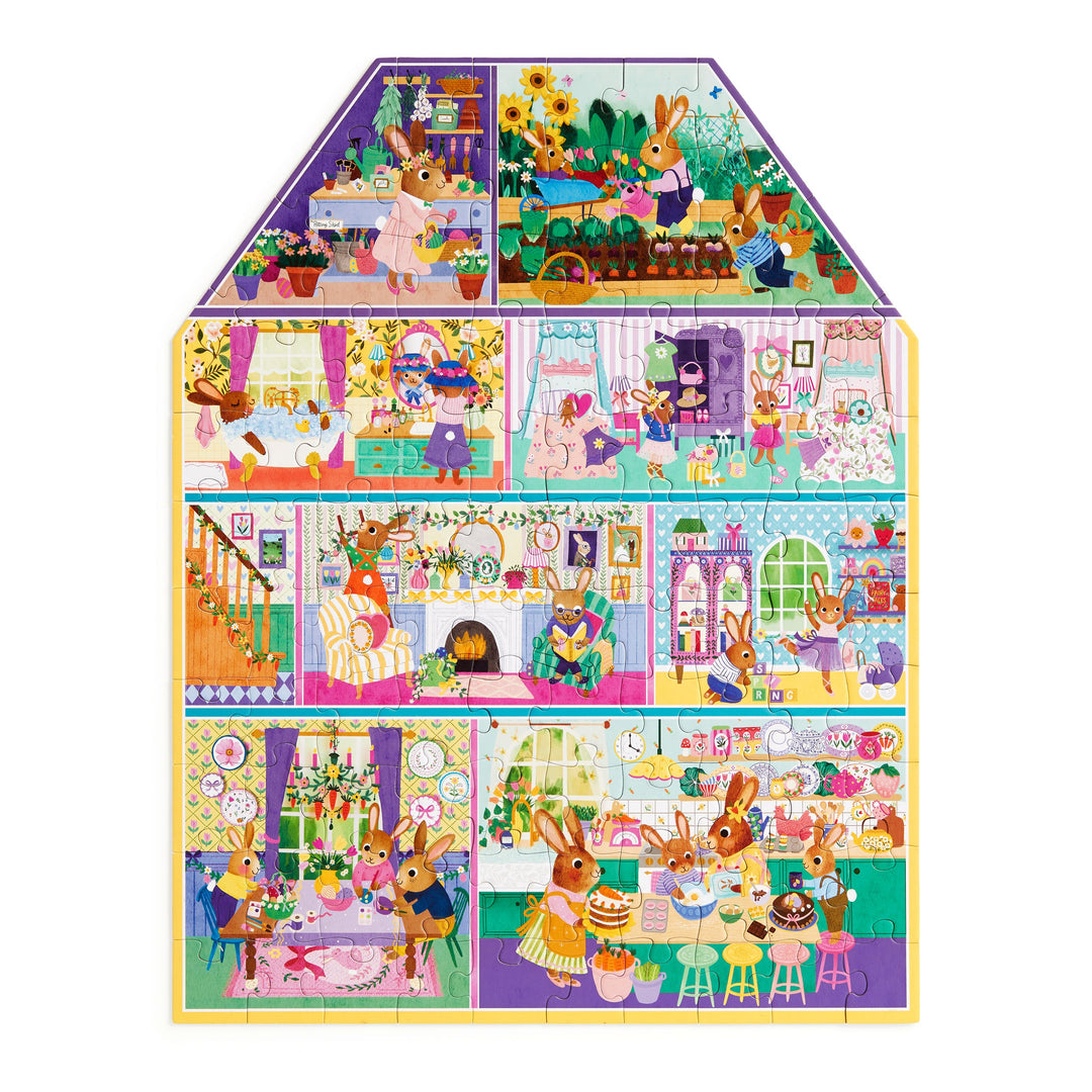 Mudpuppy Cottontail Cottage House Shaped Puzzle image