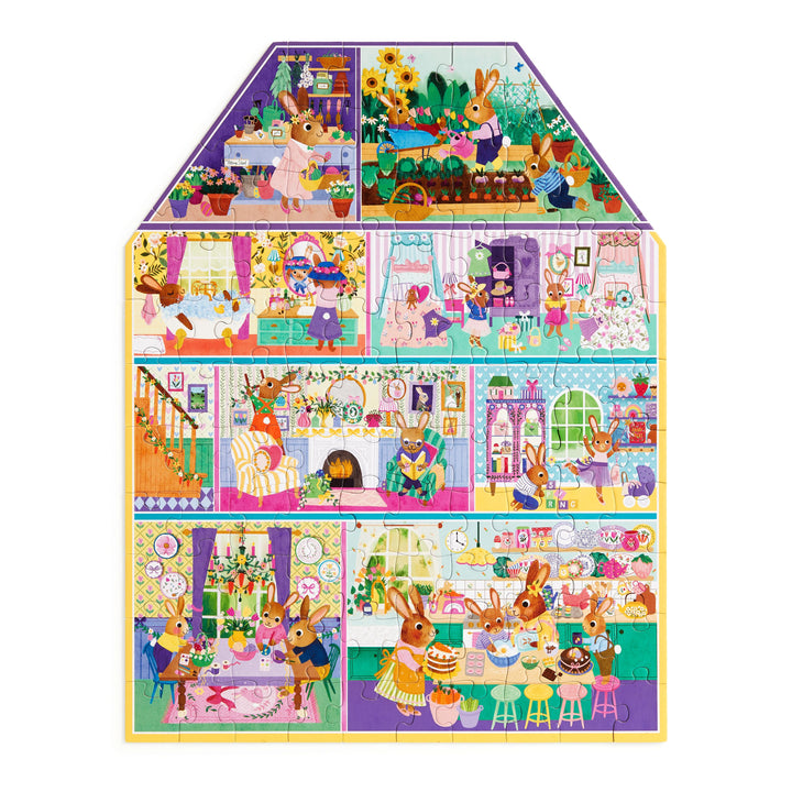 Mudpuppy Cottontail Cottage House Shaped Puzzle image