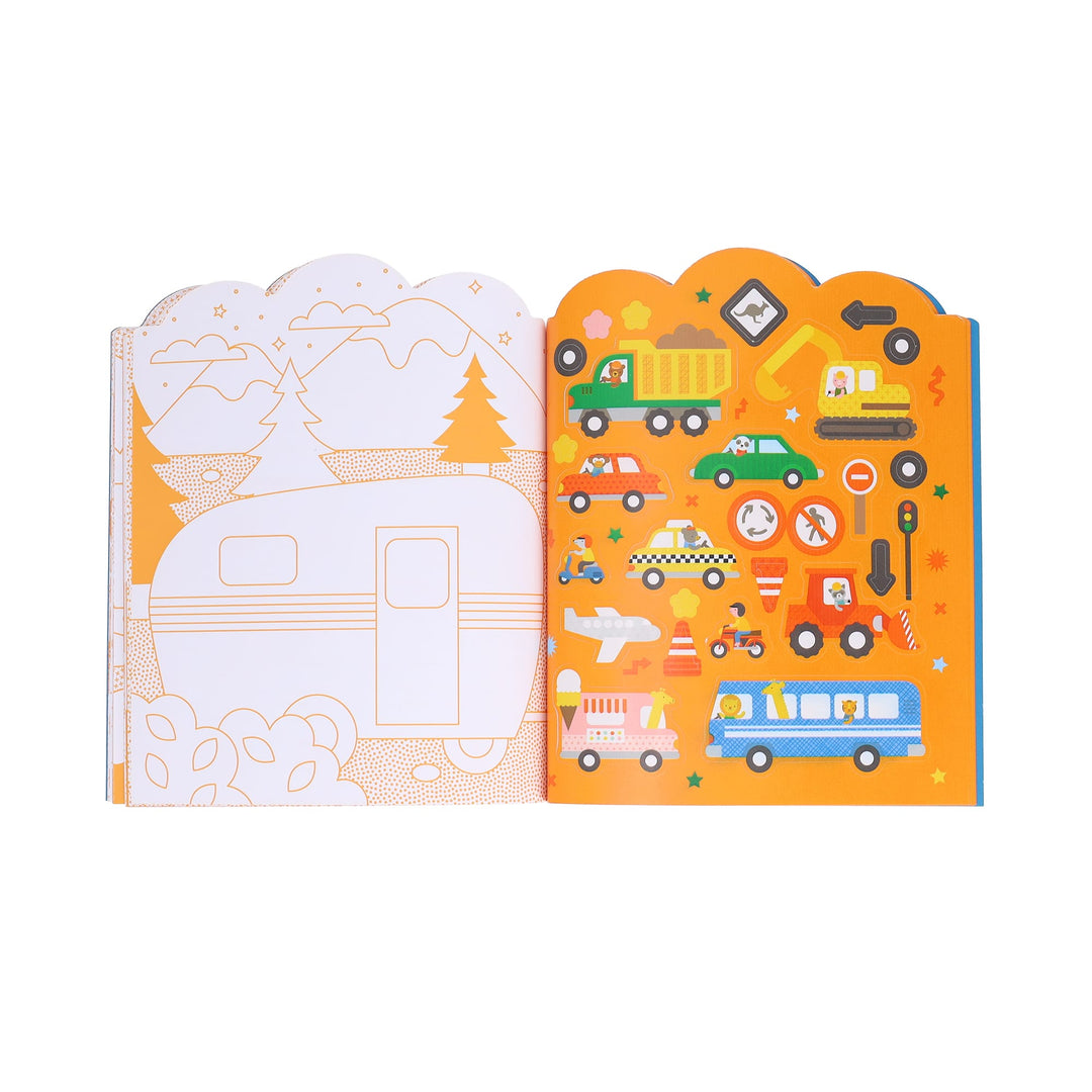 Coloring Book with Stickers: Vehicles