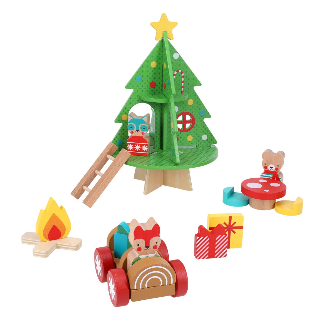 Petit Collage Christmas Treehouse Wooden Play Set