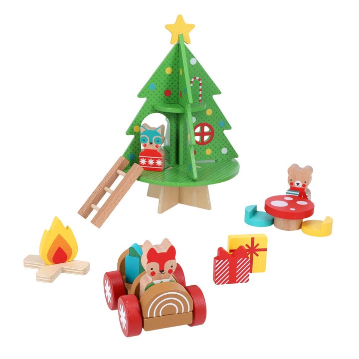 Petit Collage Christmas Treehouse Wooden Play Set