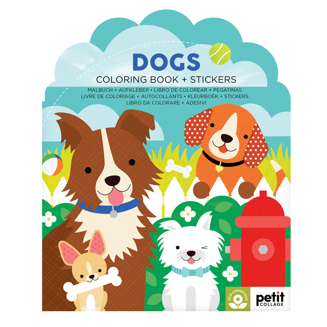 Petit Collage Coloring Book & Stickers Dogs