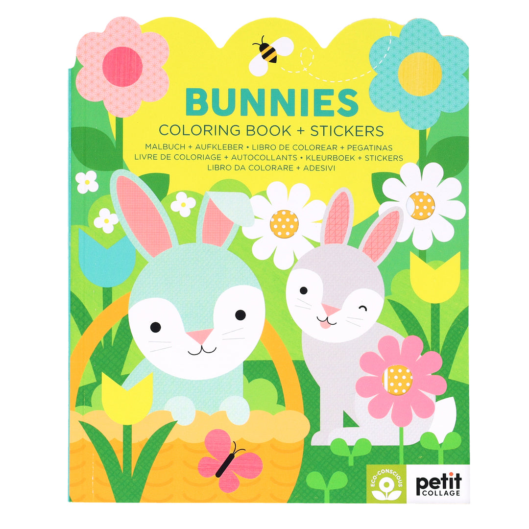 Petit Collage Coloring Book & Stickers Bunnies