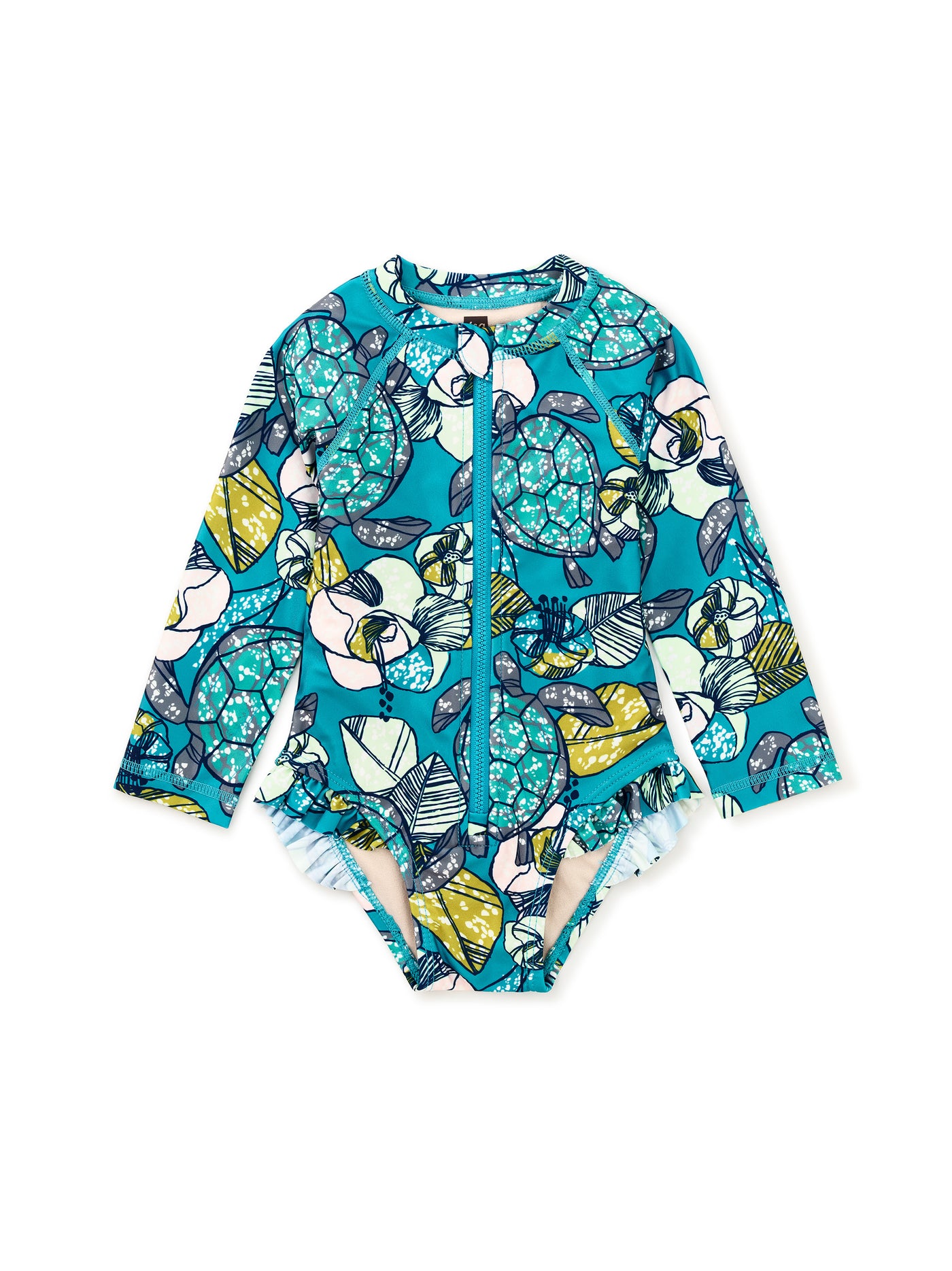 Turtle Floral Baby Rash Guard Swimsuit