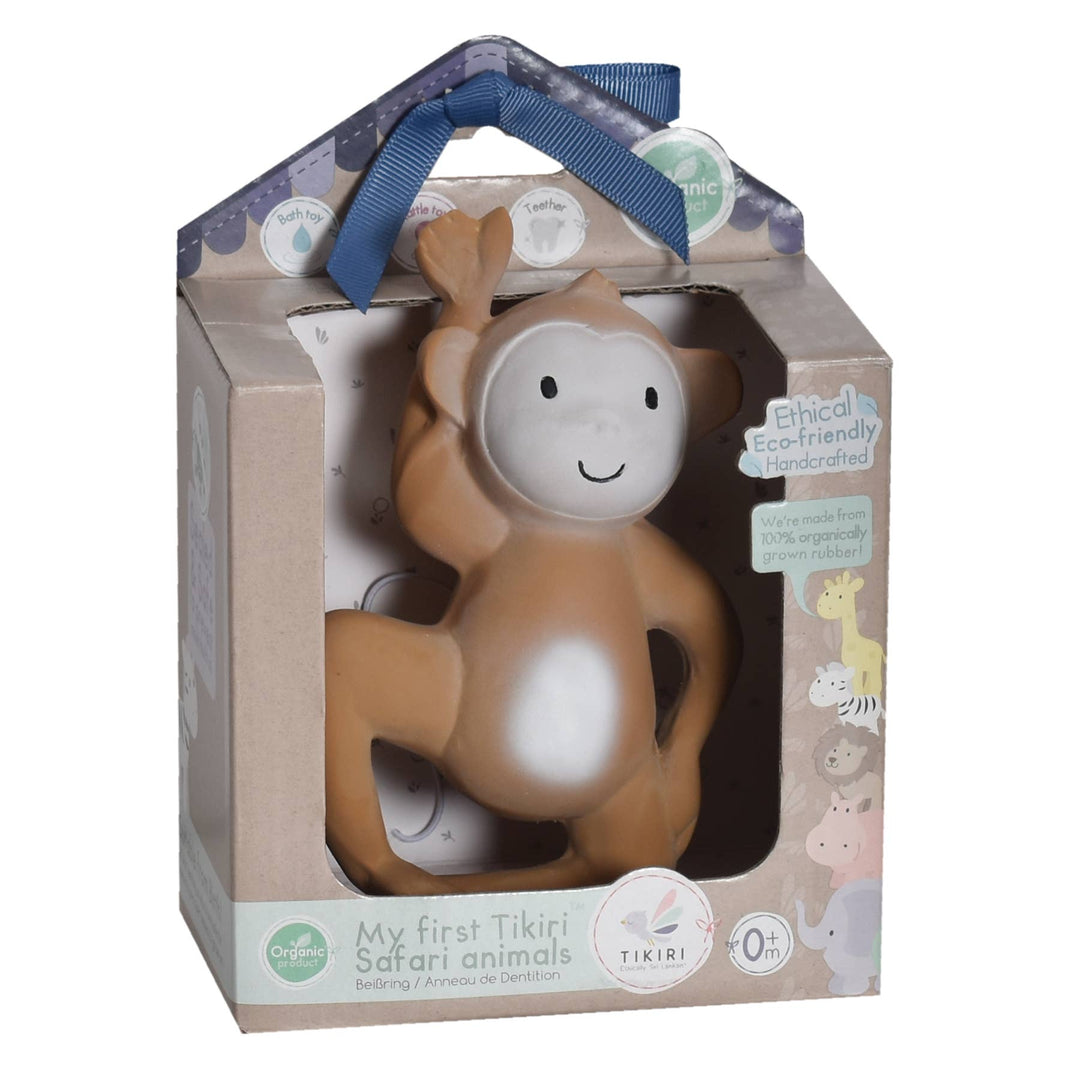 Tikiri Natural  Rubber Monkey Rattle and Teether box