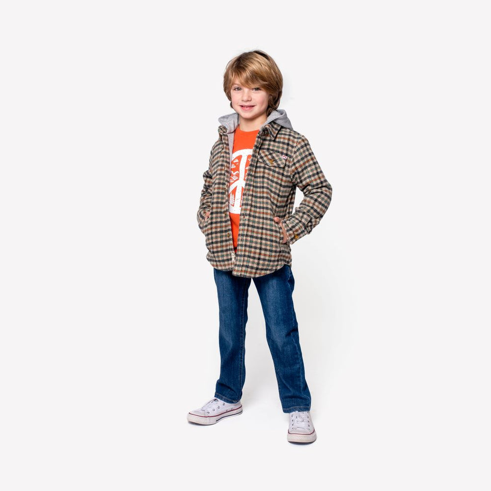 Appaman Glen Hooded Shirt In Beige model